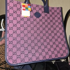Gucci Pink and Purple Patterned Tote Bag
